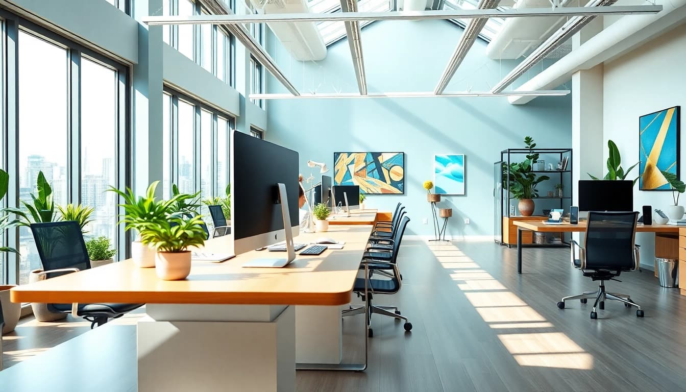 Visual representation of https://amc-essentials.com/ showcasing an elegant and vibrant modern workspace.