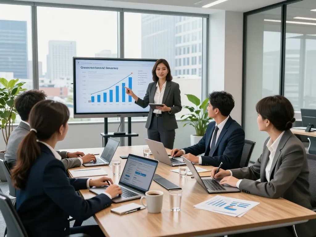 Dynamic collaboration in a modern office showcasing search firms strategies and teamwork.