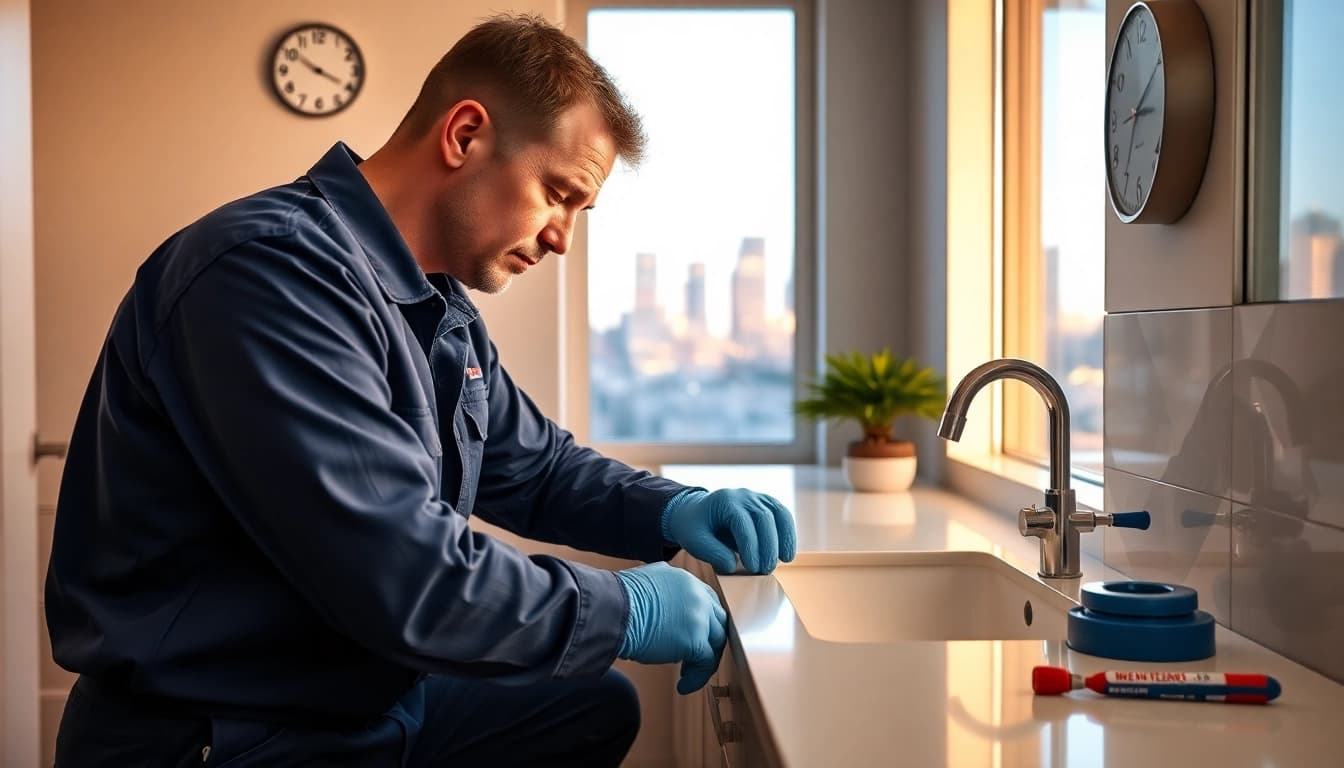 Emergency plumber Manhattan resolving plumbing issues promptly in a modern apartment.