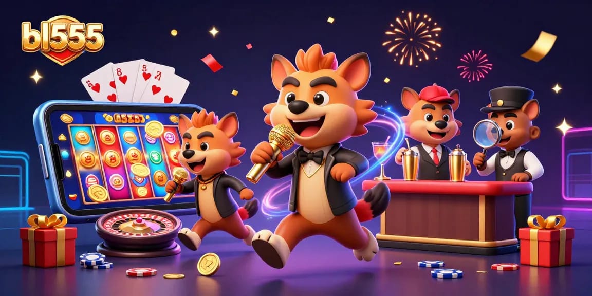 Experience the vibrant world of gambling with bl555 as hyenas entertain in a dynamic casino scene.
