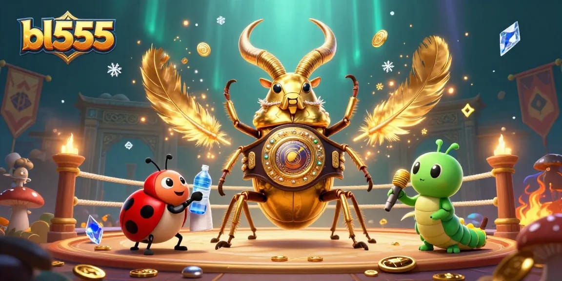 Experience the dynamic energy of a bl555 gaming showdown with a golden stag beetle and ladybug in action.