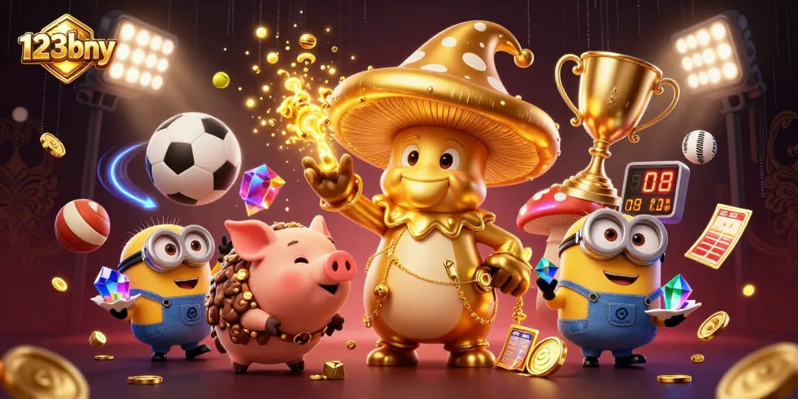 Experience thrilling games at 123bny with golden wizard magic and treasure-filled sports action.