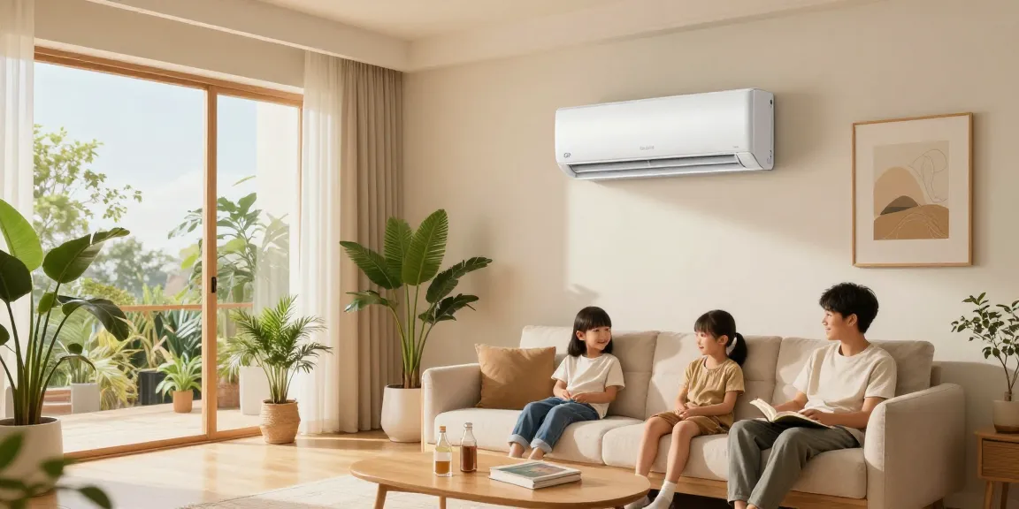 2400 btu mini split air conditioning unit in a cozy living room with family enjoying comfort.