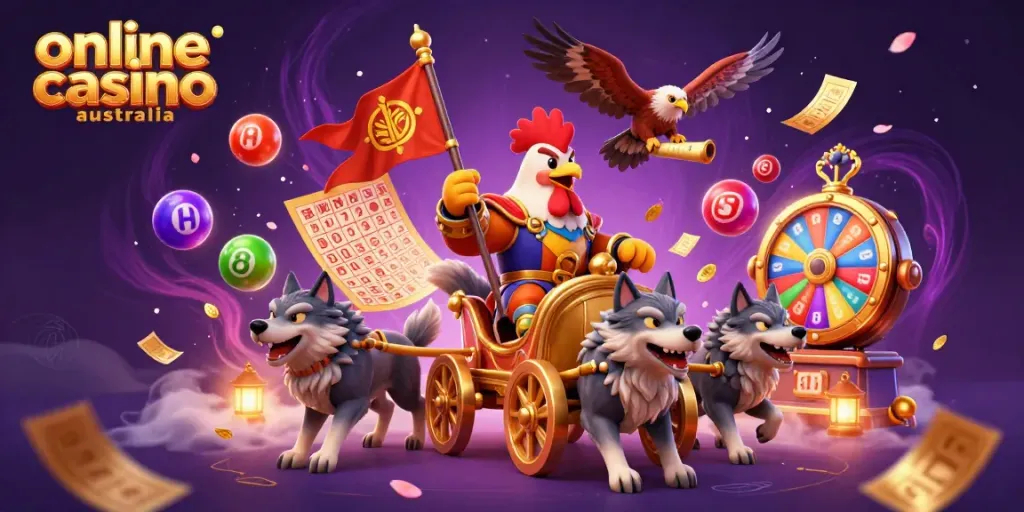 Engage in dynamic gameplay at top online casino Australia with this vibrant 3D illustration showcasing gaming excitement.