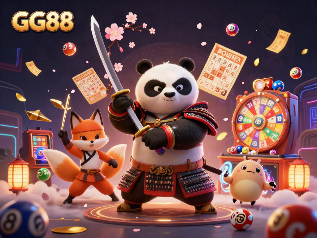 Experience exciting gaming moments at GG88 with vibrant characters, jackpot elements, and action-packed scenes.