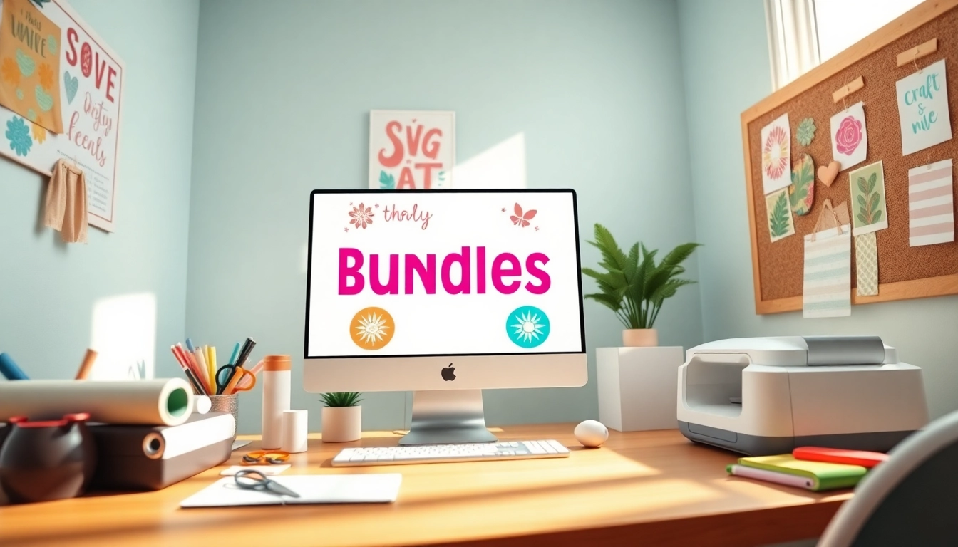 Design bundles SVG showcased in a vibrant crafting workspace.