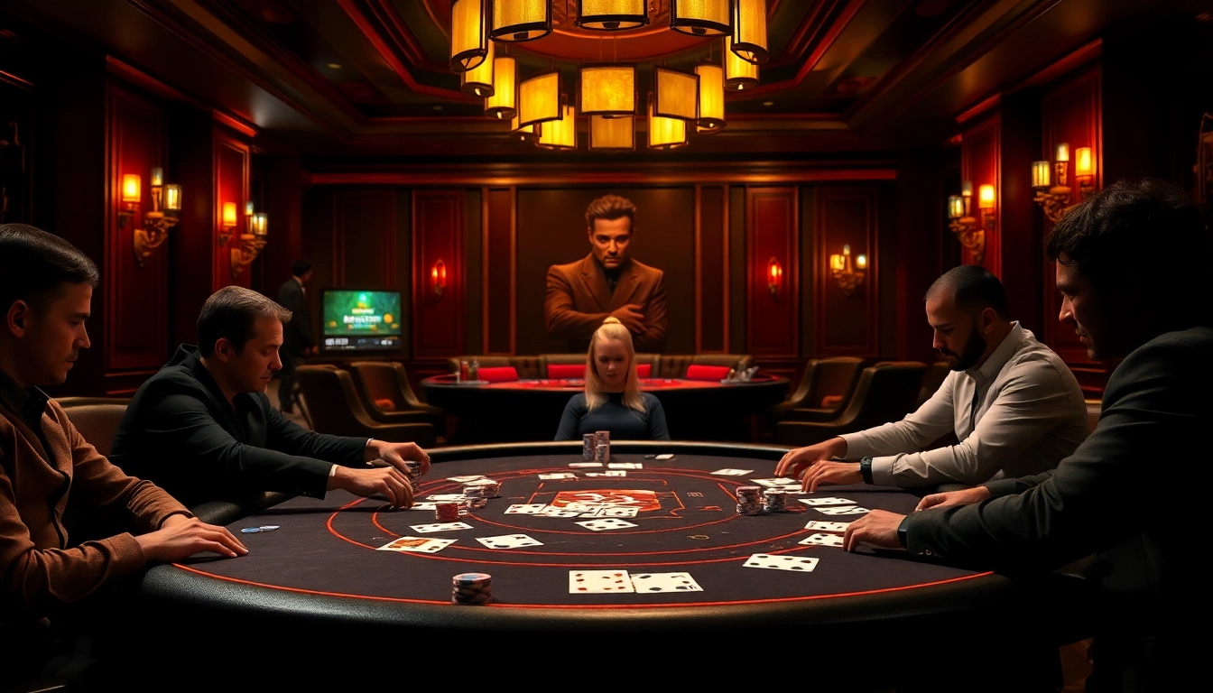 High-stakes poker action at a luxury casino, featuring https://f168.tools/ betting strategies and intense gameplay.