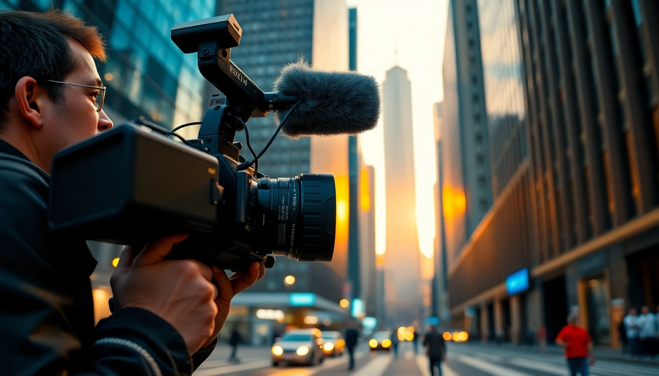 Showcasing Commercial videography in action with a professional videographer in an urban setting.