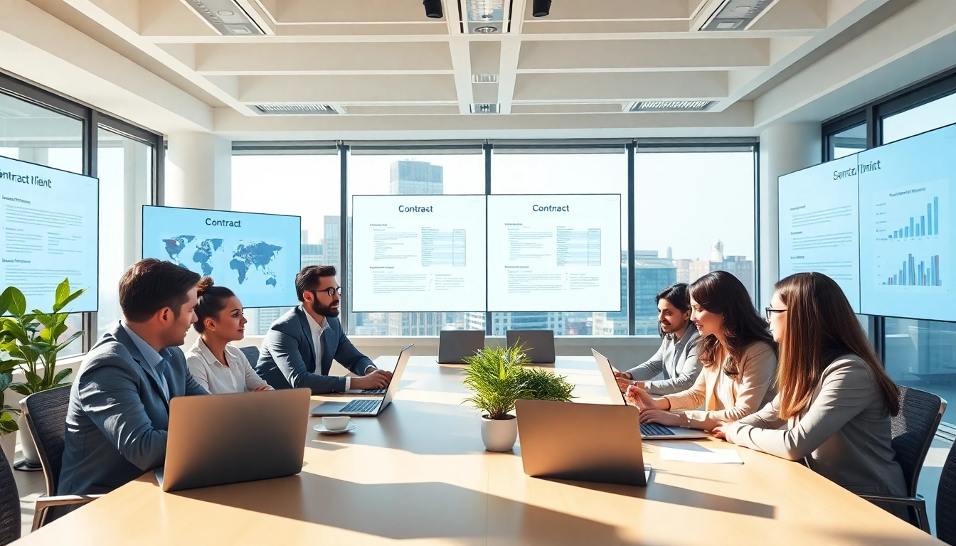 Maximizing efficiency in Contract Management through collaborative teamwork in a modern office.