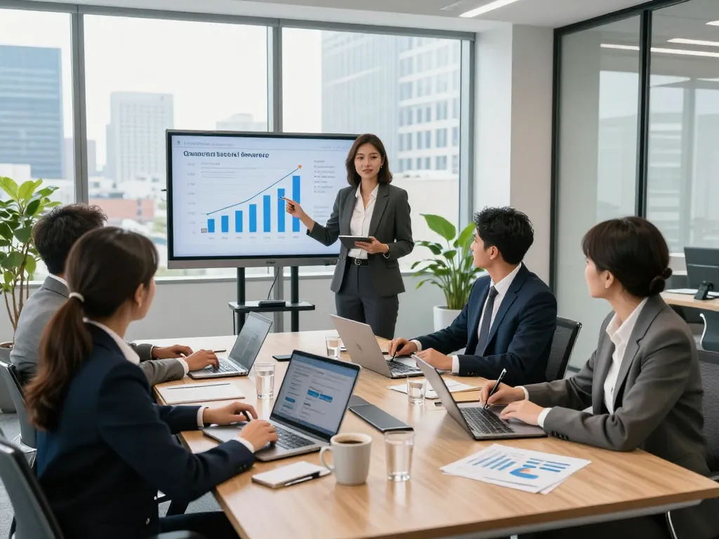 Dynamic collaboration in a modern office showcasing search firms strategies and teamwork.