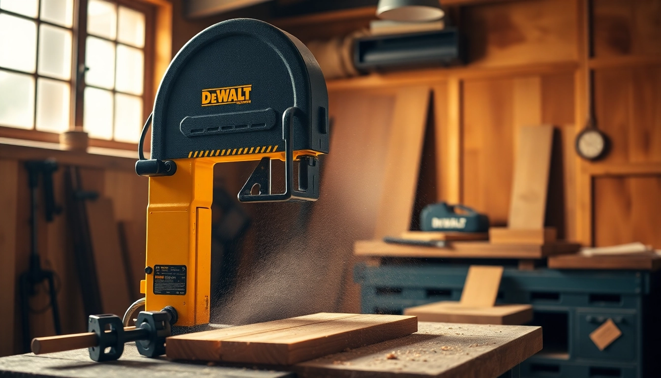 Cutting wood effortlessly with a dewalt bandsaw, showcasing precision and power.