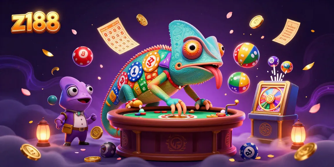 Experience the vibrant world of z188 casino with dynamic gaming elements and colorful characters interacting.