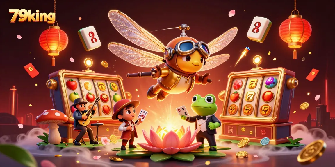 Experience the excitement of 79king's dynamic casino scene filled with vibrant game elements and characters.