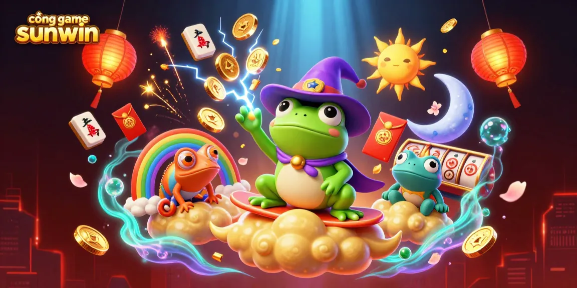 Experience the thrill of cổng game sunwin with vibrant characters and festive casino elements in an exciting scene.