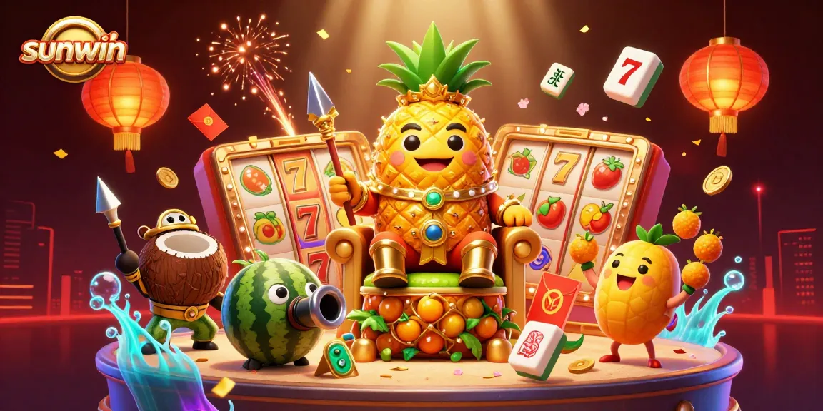 Experience the excitement of sunwin's slot adventures with vibrant characters and dynamic casino elements.