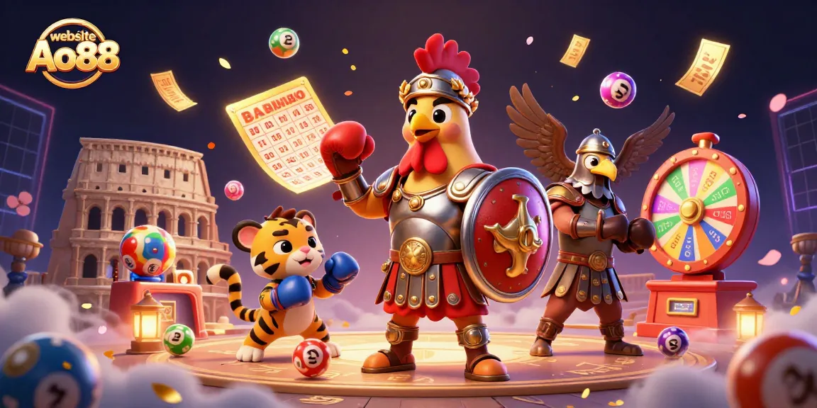 Engage in thrilling gaming experiences on the website Ao88 with vibrant lottery elements and dynamic characters.